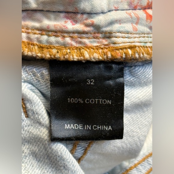 Johnny Was patchwork silk floral Wide Leg Jeans Size 32 - Picture 12 of 14